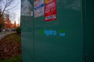 image of a bc hydro power station in a neighbourhood